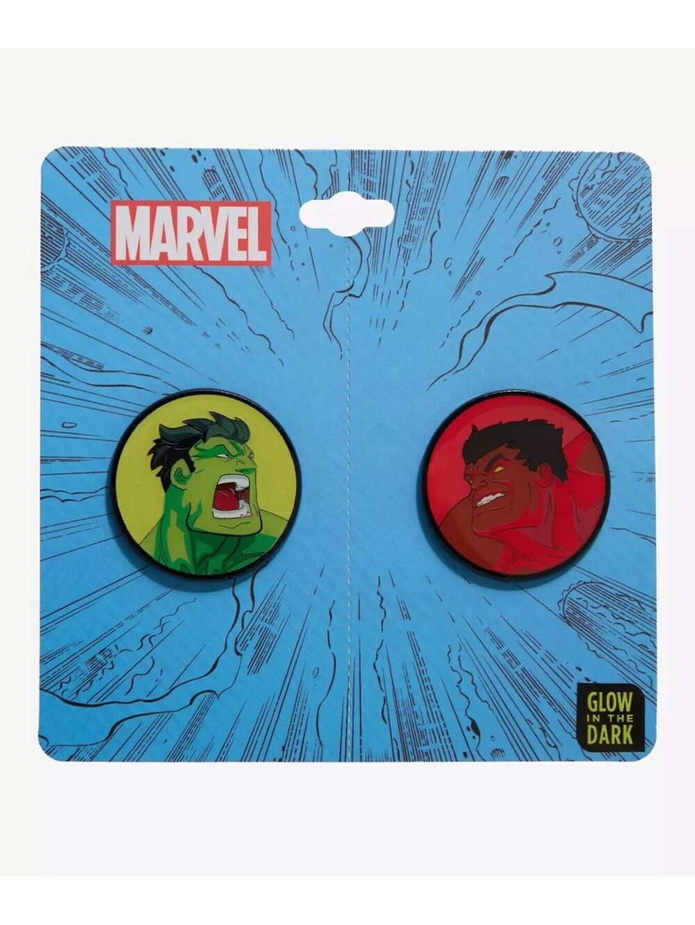 Marvel Red & Green Hulk Glow-in-the-Dark Enamel Pin Set